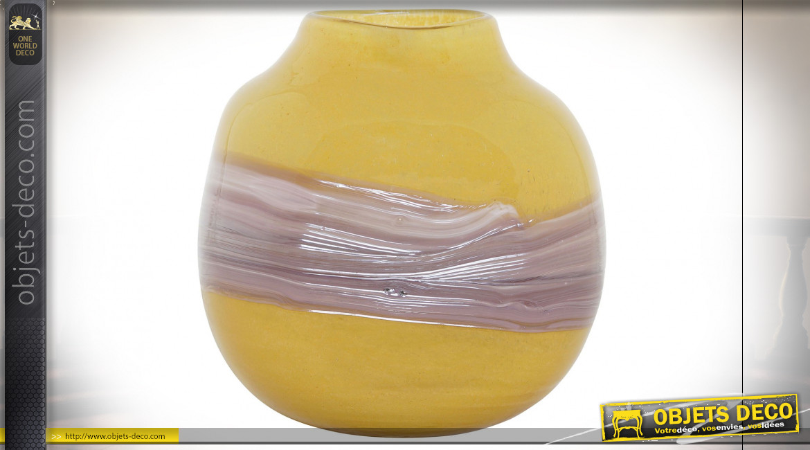 VASE VERRE 19X14X19 JAUNE