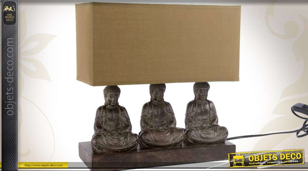 Lampe décorative rectangulaire style zen avec 3 bouddhas