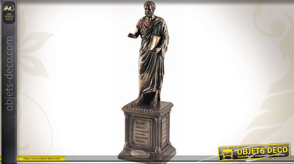 Statuette du philosphe Aristote finition bronze antique (35,5 cm)