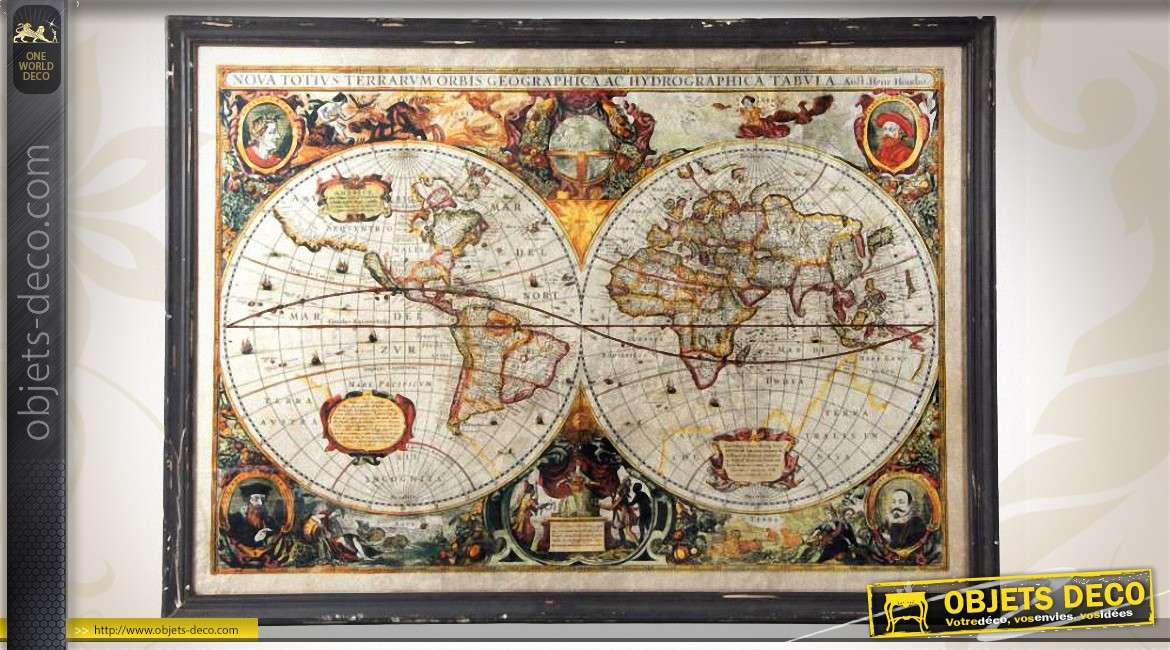 Toile mappemonde ancienne