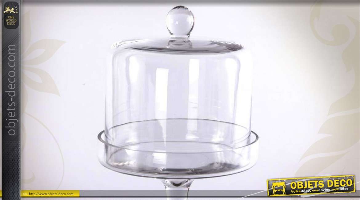 Plateau sur pied en verre avec couvercle 53 cm