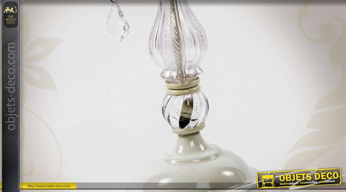 Lampe chandelier à pampilles à 5 feux coloris crème 58 cm
