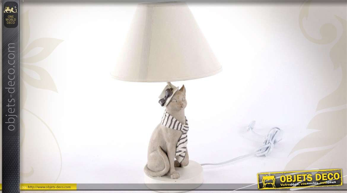 Lampe De Table Decorative Avec Statuette De Chat Distingue 41 Cm