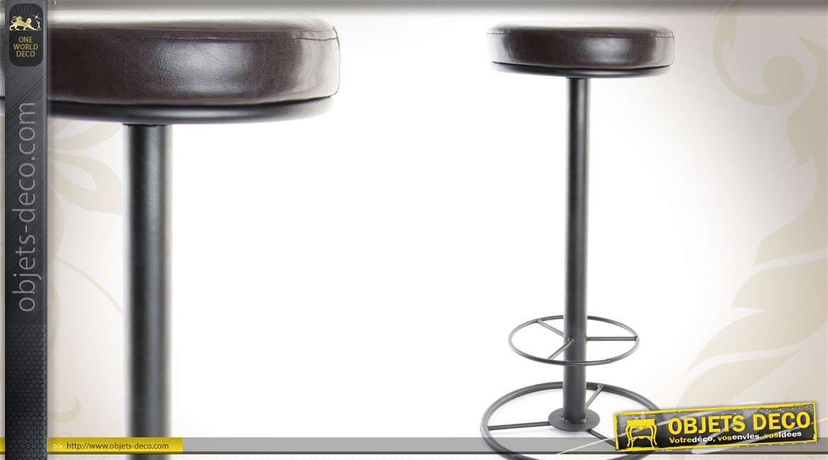 Tabouret de bar de style rétro avec assise similicuir 70 cm