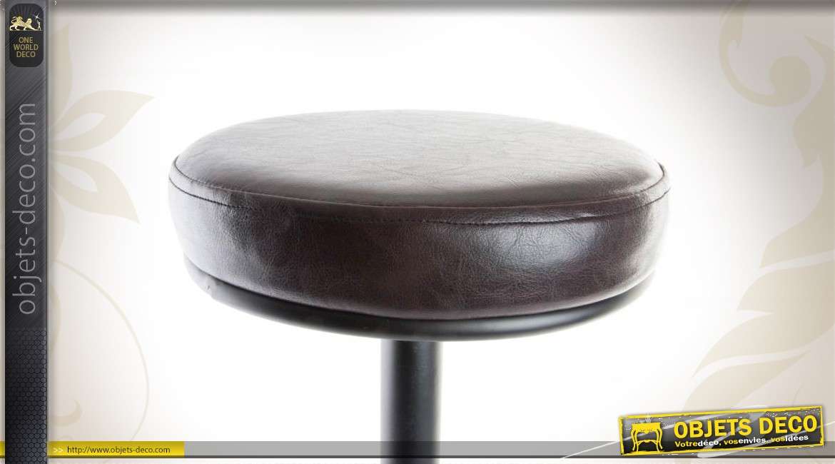 Tabouret de bar de style rétro avec assise similicuir 70 cm