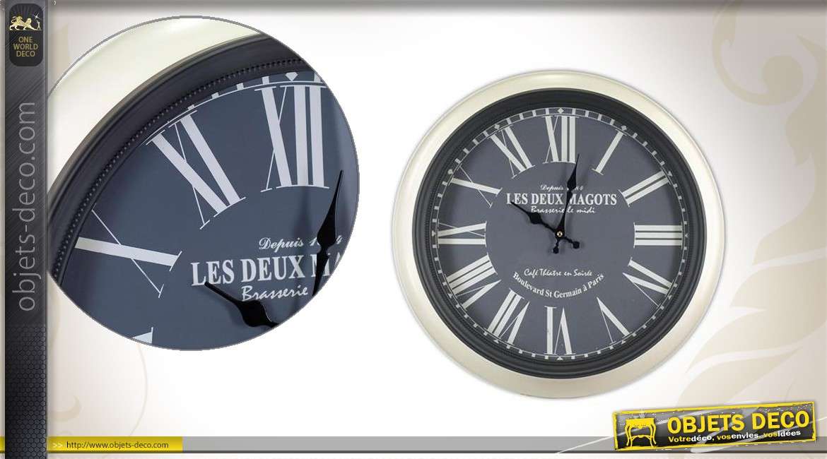 Horloge murale Les Deux Magots coloris blanc