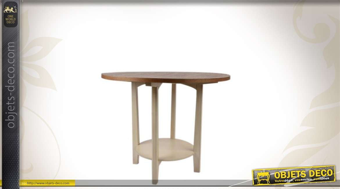 Table ronde en bois bicolore