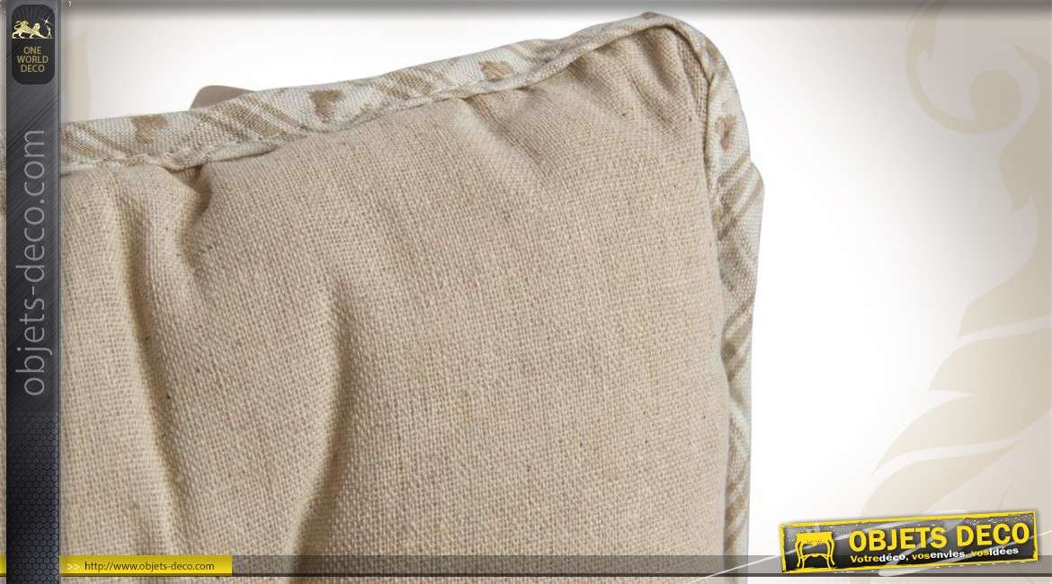 Coussin de chaise capitonné réversible en lin beige 40 cm