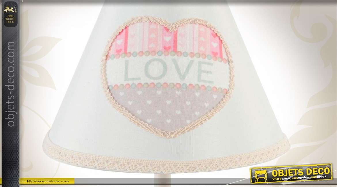 Lampe de table romantique en bois et en coton
