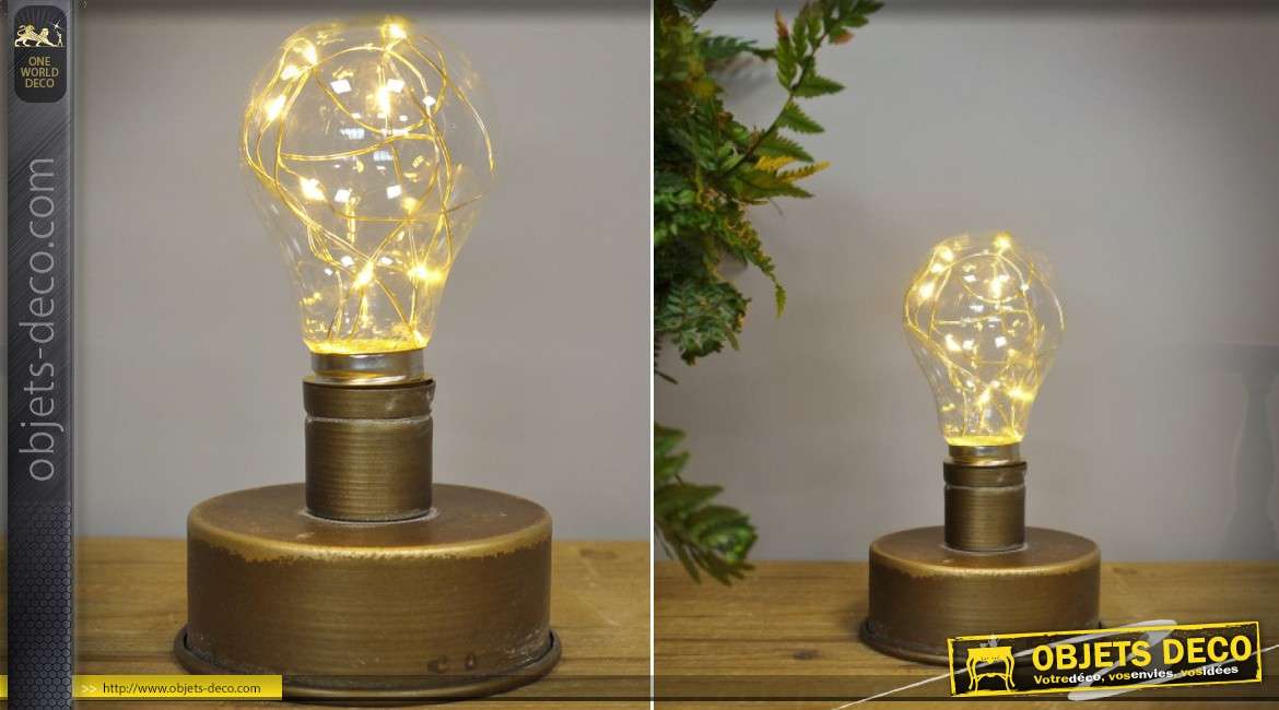Petite lanterne LED de style industriel en bronze antique pour le