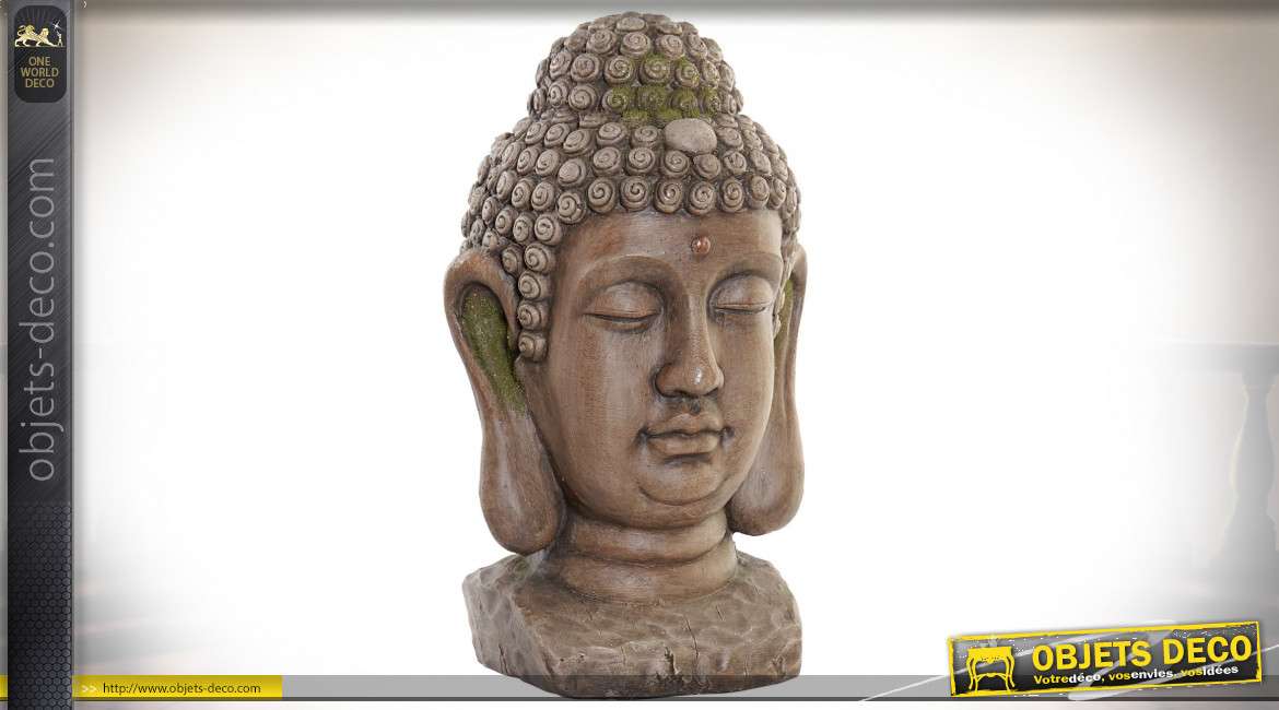 FIGURE FIBRE DE VERRE 28X26,5X48 BOUDDHA VIEILLI