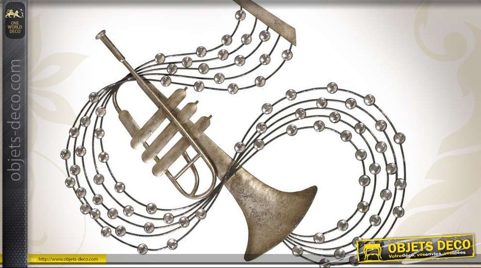 Decoration murale metal guitare partition de notes de musique