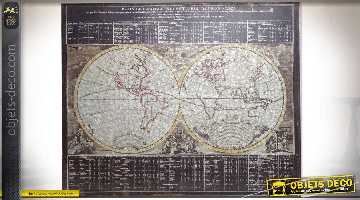 Tableau metal carte du monde