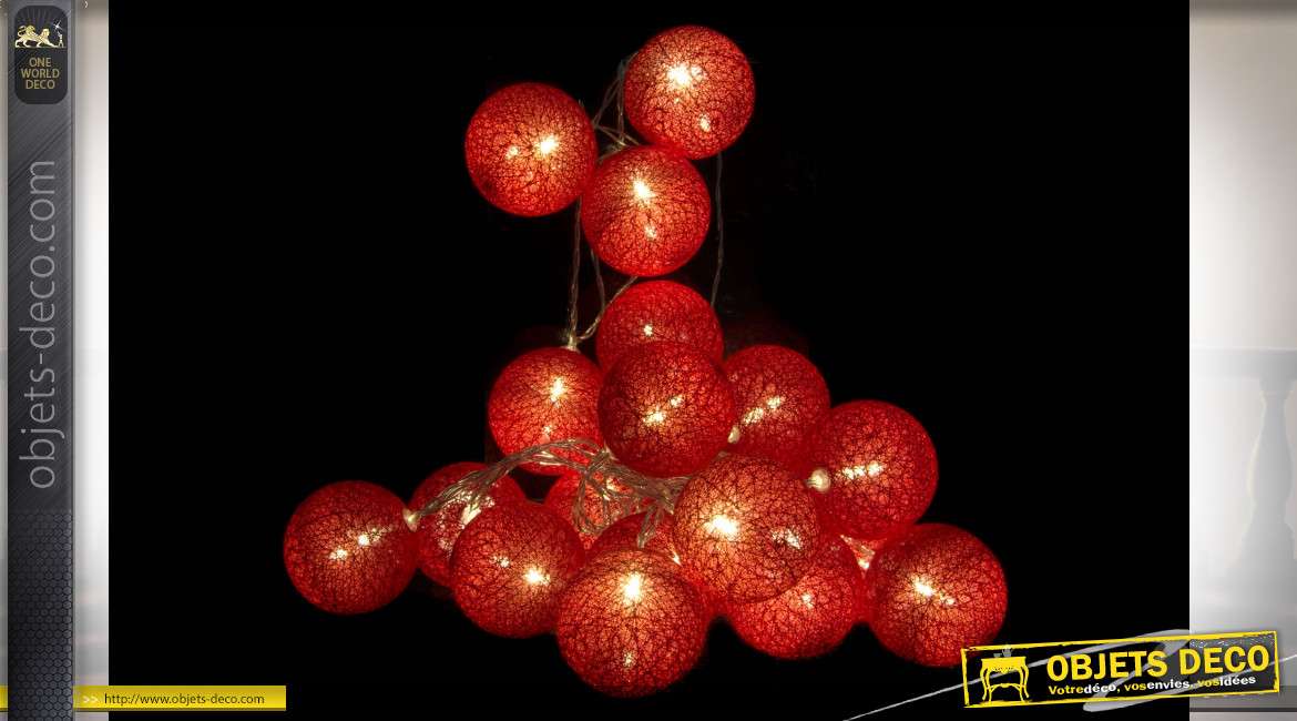 GUIRLANDE COTON 6X450 BOULES ROUGE