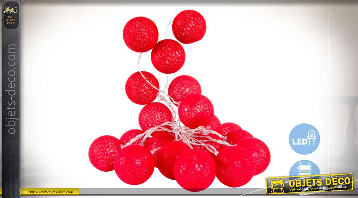 GUIRLANDE COTON 6X450 BOULES ROUGE