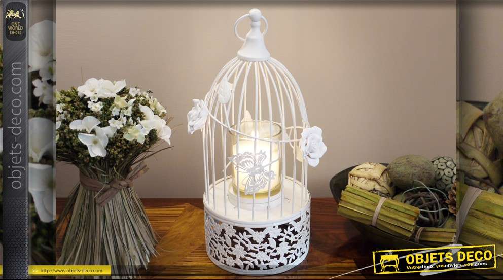 Bougeoirs Photophores Style Vintage Cage Doiseau Table