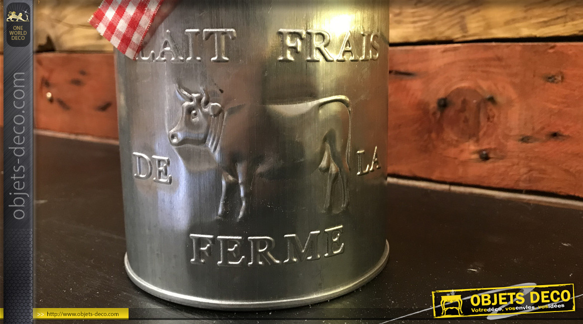 Ancien pot à lait en aluminium 3 L / Années 50-60 / Pot à lait avec poignée  en bois / Décoration Ferme, Campagne / Vintage…