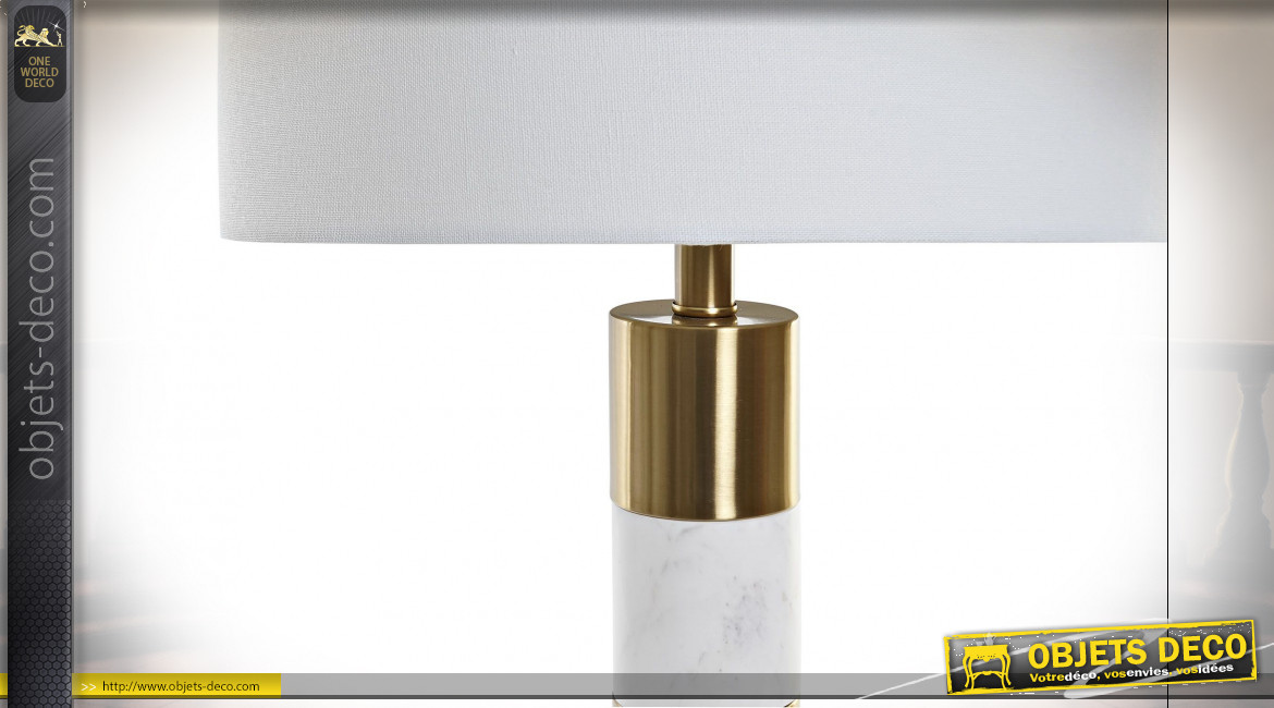 Lampe de table métal doré et marbre blanc
