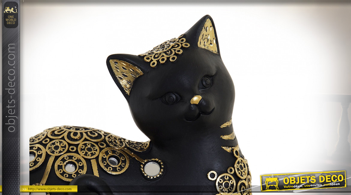Statue chat noir en résine 50 cm
